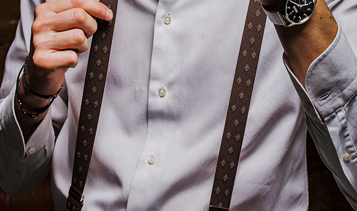 Top Tie Bretelle Sottili da Uomo da 1,5 cm con Clip ad X Sulla Schiena 
